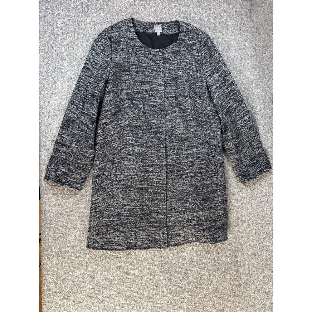 J.Jill Jacket Wool Blend Button Front Textured Heather Gray Size XL